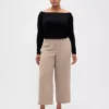 High Rise Twill Straight Ankle Pants