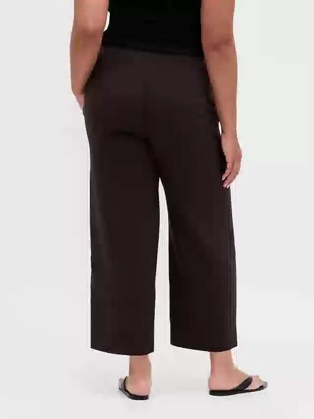 High Rise Twill Straight Ankle Pants