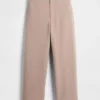 High Rise Twill Straight Ankle Pants