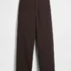 High Rise Twill Straight Ankle Pants