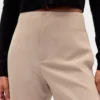 High Rise Twill Straight Ankle Pants