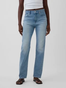 High Rise Twisted-Seam ’90S Slim Straight Jeans