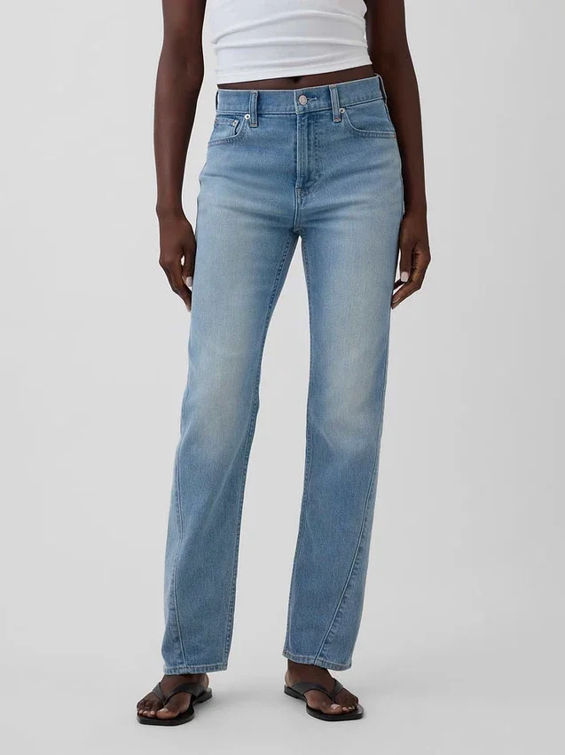 High Rise Twisted-Seam '90S Slim Straight Jeans