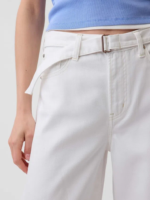 High Rise Ultrasoft Belted Horseshoe Jeans