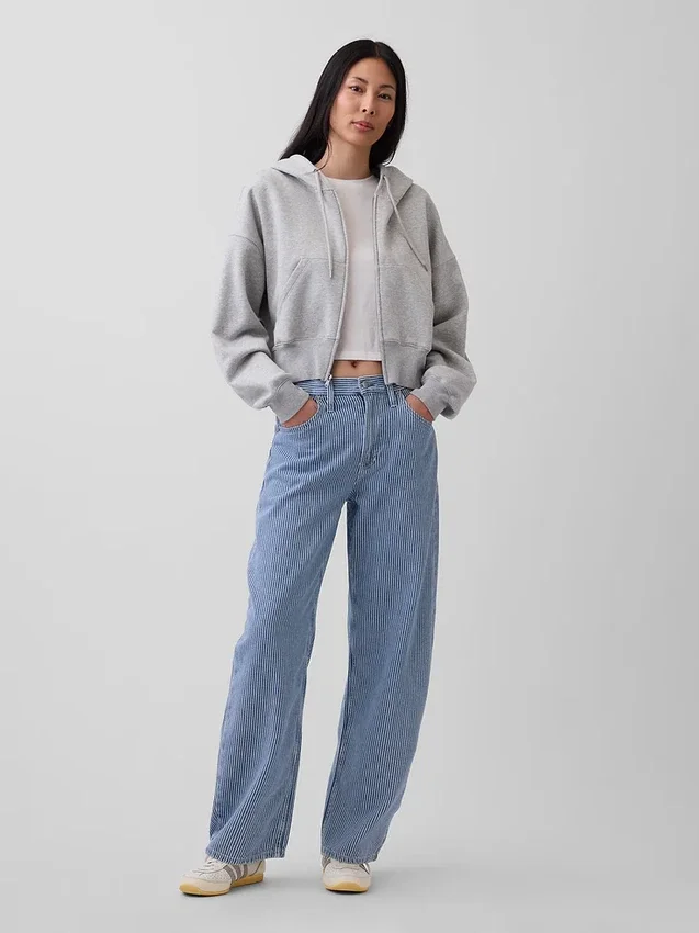High Rise Ultrasoft Denim Stripe Barrel Jeans