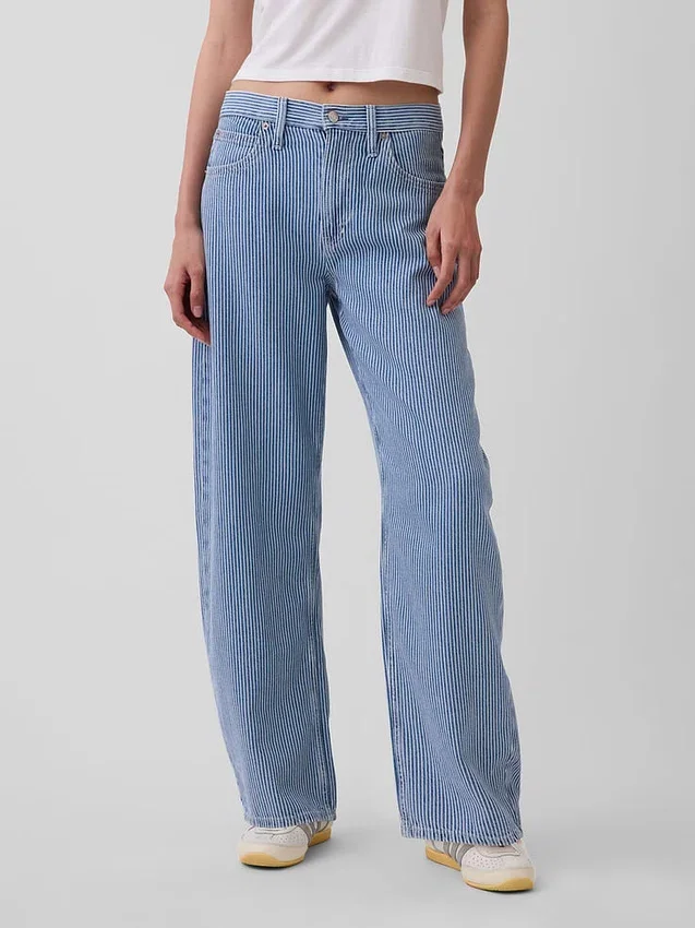 High Rise Ultrasoft Denim Stripe Barrel Jeans