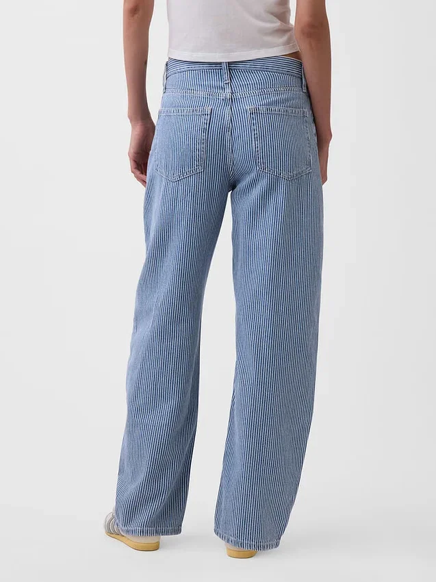 High Rise Ultrasoft Denim Stripe Barrel Jeans