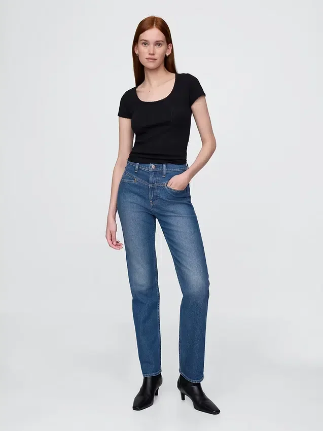 High Rise Western '90S Slim Straight Jeans