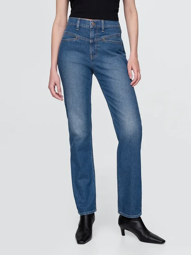 High Rise Western '90S Slim Straight Jeans