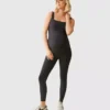Ingrid and Isabel the Long Black Maternity Active Unitard Jumpsuit