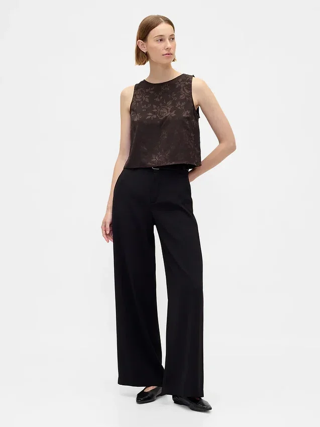 Jacquard Crop Shell Tank Top