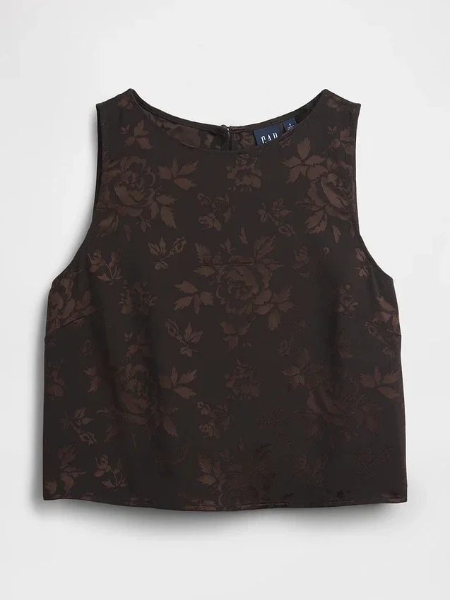 Jacquard Crop Shell Tank Top