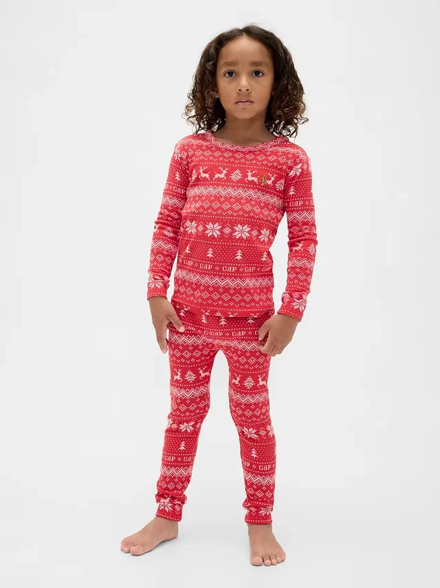 Kids & Baby Organic Brushed Cotton Holiday Pj Set