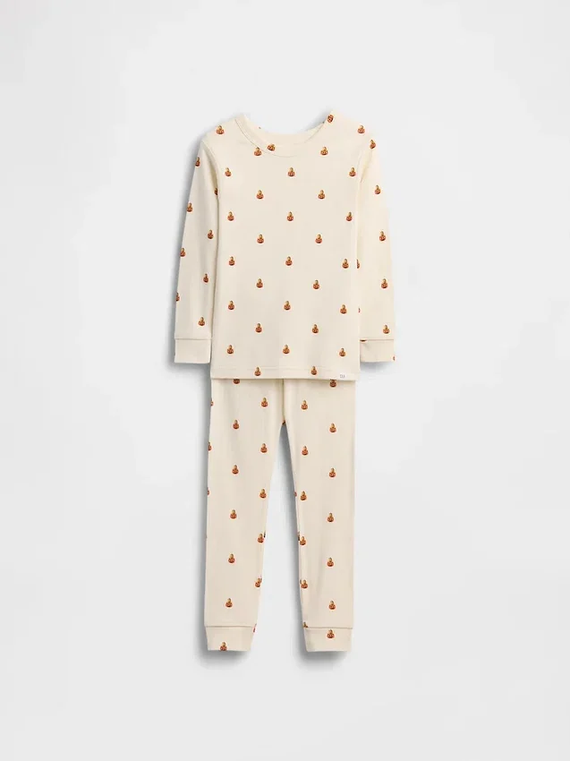 Kids & Baby Organic Brushed Cotton Pumpkin Bear Pj Set