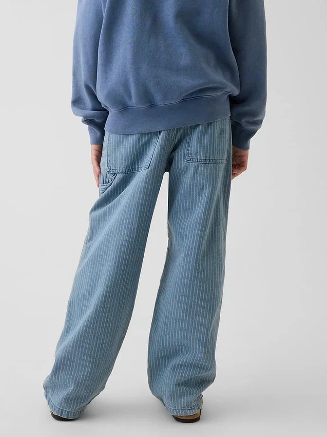 Kids Baggy Stripe Double-Knee Carpenter Jeans