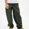 Kids Brushed Cargo Baggy Taper Pants