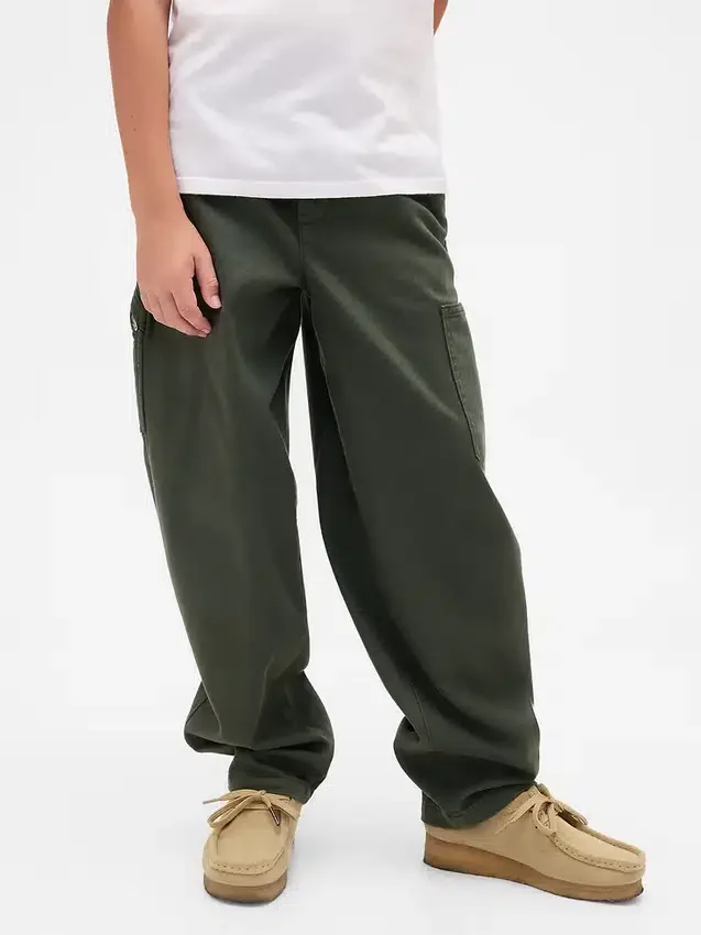 Kids Brushed Cargo Baggy Taper Pants