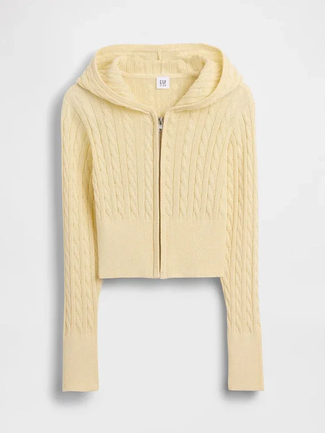 Kids Cable-Knit Sweater Zip Hoodie