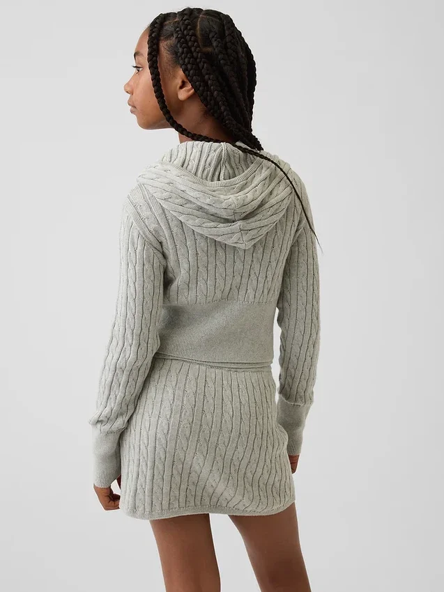 Kids Cable-Knit Sweater Zip Hoodie