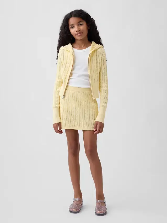 Kids Cable-Knit Sweater Zip Hoodie