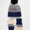 Kids Cashsoft Fair Isle Hat & Gloves Set