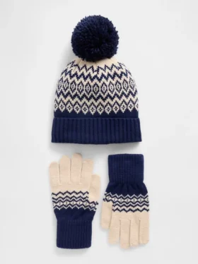 Kids Cashsoft Fair Isle Hat & Gloves Set