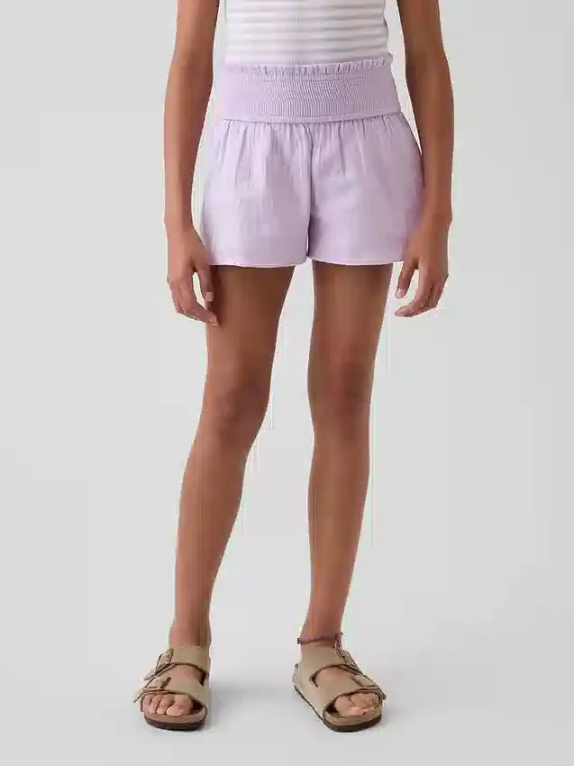 Kids Cotton Gauze Butterfly-Hem Shorts