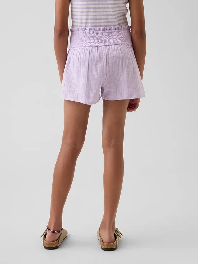Kids Cotton Gauze Butterfly-Hem Shorts