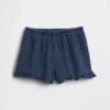 Kids Cotton Gauze Denim Easy Ruffle Shorts