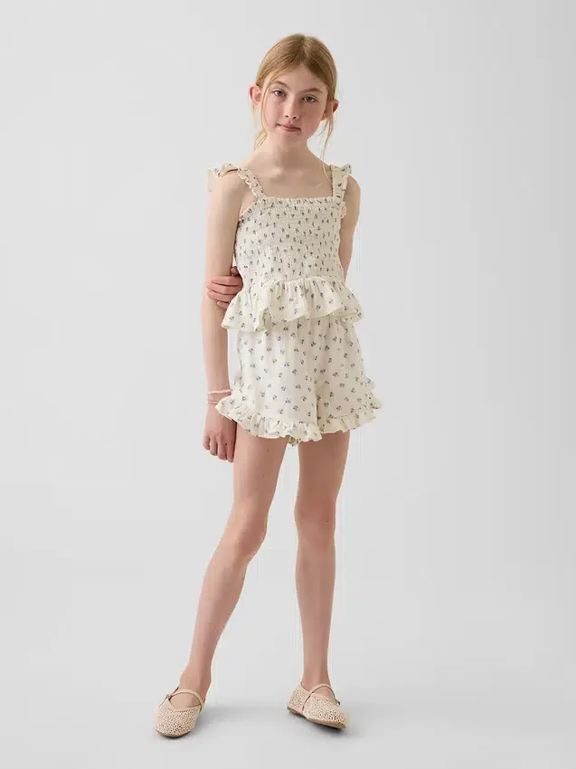 Kids Cotton Gauze Easy Ruffle Shorts
