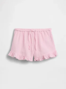 Kids Cotton Gauze Easy Ruffle Shorts