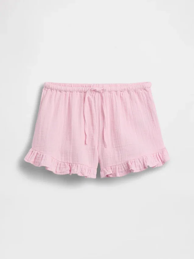 Kids Cotton Gauze Easy Ruffle Shorts