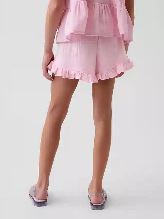 Kids Cotton Gauze Easy Ruffle Shorts