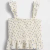 Kids Cotton Gauze Smocked Peplum Top