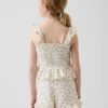 Kids Cotton Gauze Smocked Peplum Top