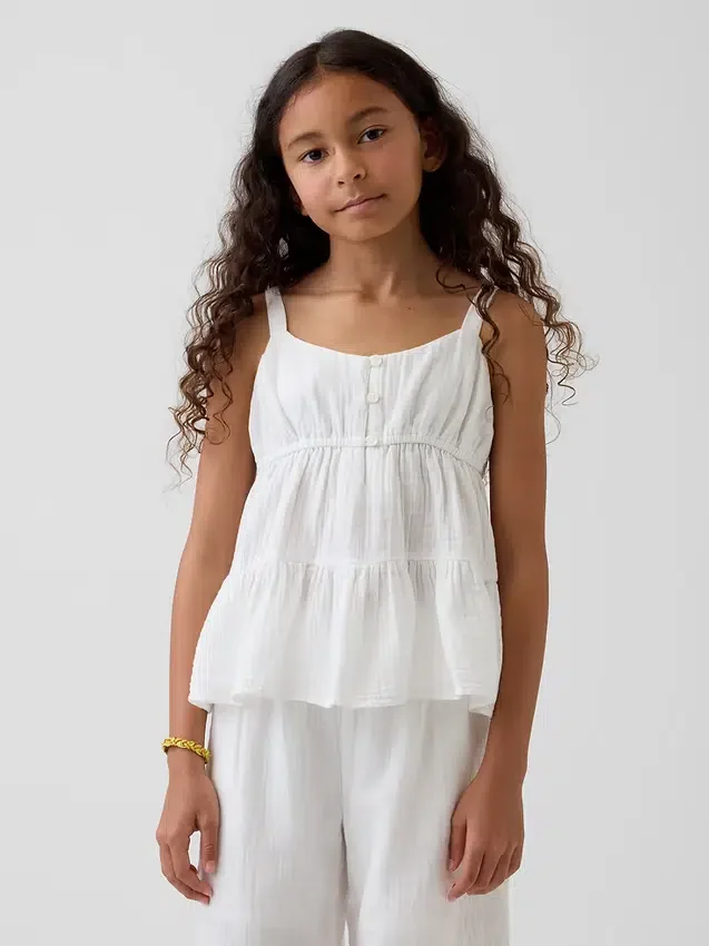 Kids Cotton Gauze Tiered Tank Top