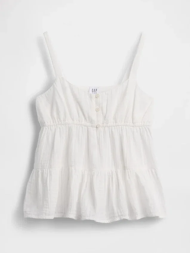 Kids Cotton Gauze Tiered Tank Top