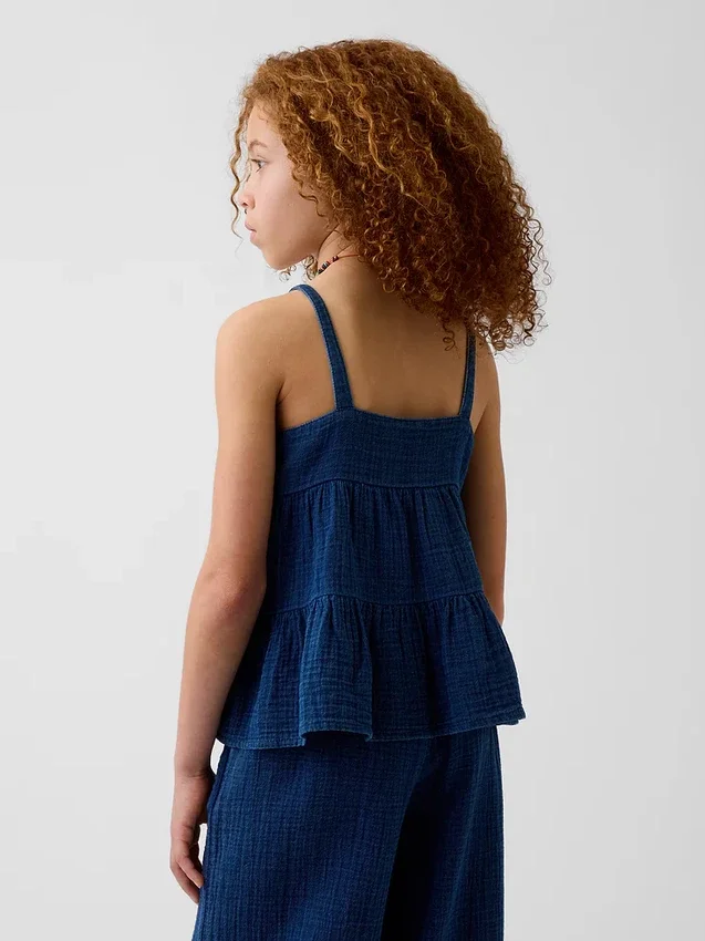 Kids Cotton Gauze Tiered Tank Top