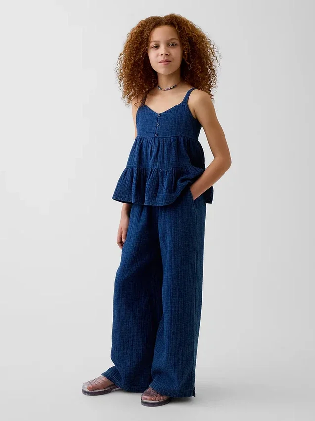 Kids Cotton Gauze Tiered Tank Top