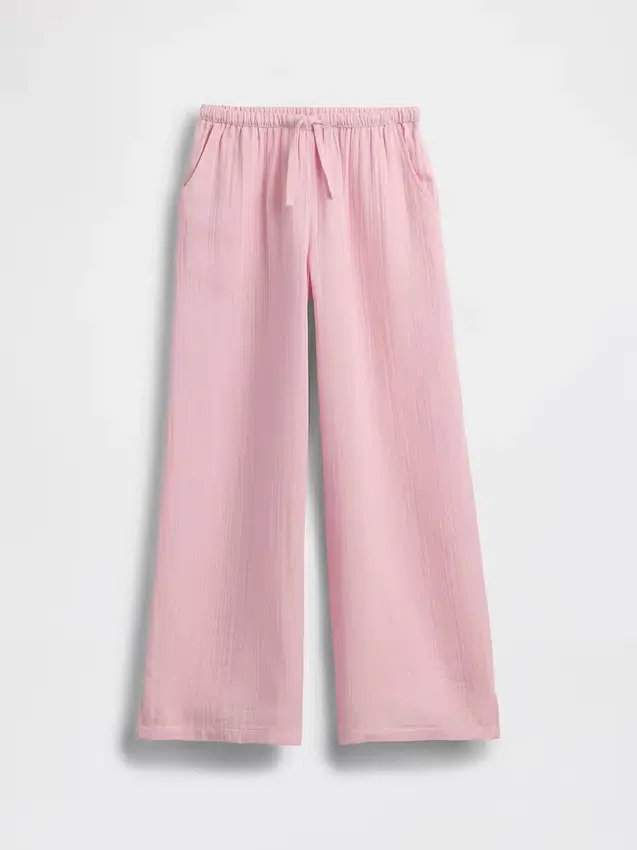 Kids Cotton Gauze Wide-Leg Pants