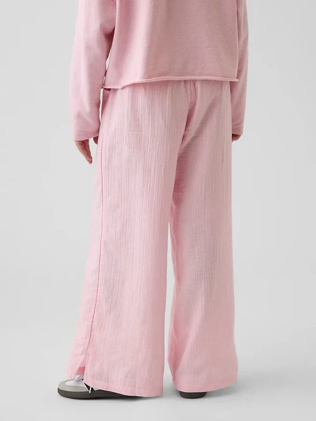 Kids Cotton Gauze Wide-Leg Pants