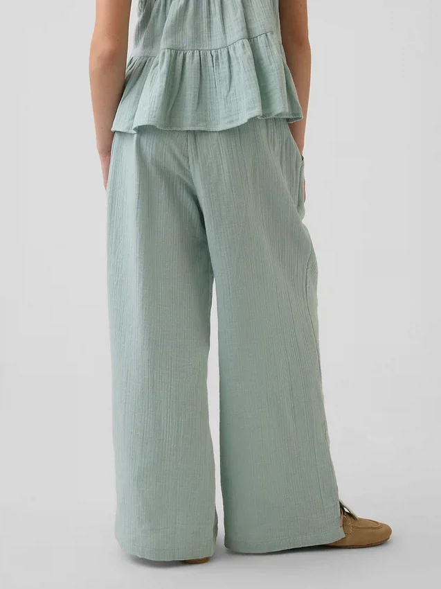 Kids Cotton Gauze Wide-Leg Pants