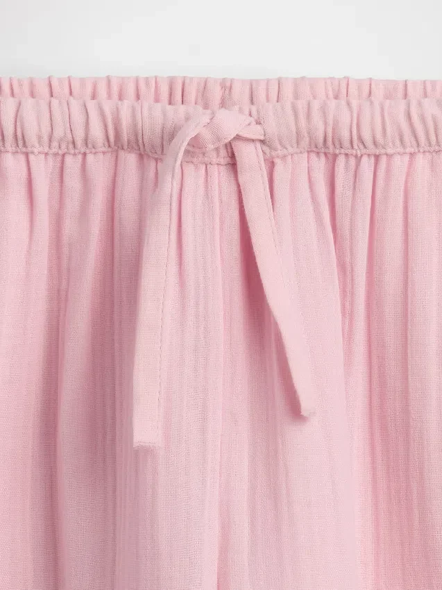 Kids Cotton Gauze Wide-Leg Pants
