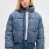 Kids Cozy-Lined Denim Puffer Jacket