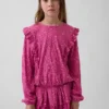 Kids Crinkle Knit Ruffle Top