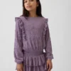 Kids Crinkle Knit Ruffle Top