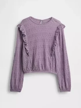 Kids Crinkle Knit Ruffle Top