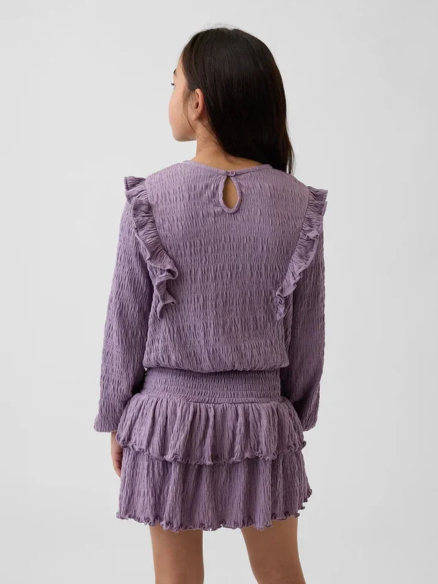 Kids Crinkle Knit Ruffle Top