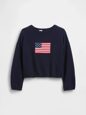 Kids Crochet Oversized Americana Sweater