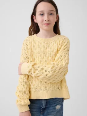 Kids Crochet Oversized Crewneck Sweater